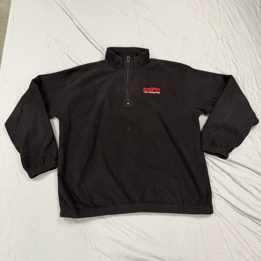 ESPN The Magazine Mens XL Black Fleece Quarter Zip Pullover Staples Promotional